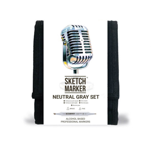 Маркери SketchMarker набір 12 шт Neutral Grey, Натуральні сірі, SM-12NTGR
