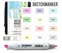 Маркери SketchMarker набір 12 шт Pale, Блідні тони, SM-12PALE