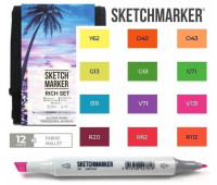 Маркеры SketchMarker набор 12 шт Rich, Насыщенный, SM-12RICH