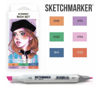 Маркеры SketchMarker набор 6 шт, Rich, Насыщенный SM-6RICH