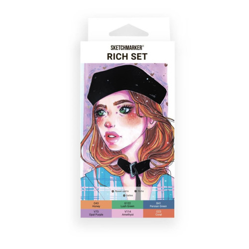 Маркеры SketchMarker набор 6 шт, Rich, Насыщенный SM-6RICH