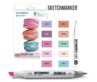 Маркеры SketchMarker Basic 1 Базовые цвета 1, 10 шт (линер + скетчбук), SM-10BAS1