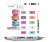 Маркери SketchMarker Basic 1 Базові кольори 1, 10 шт (лінер + скетчбук), SM-10BAS1