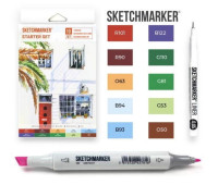 Маркеры SketchMarker Starter, 10 шт (линер + скетчбук), SM-10START