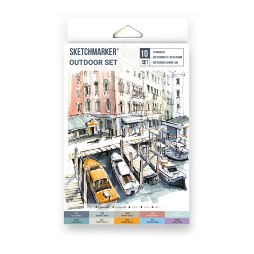 Маркеры SketchMarker Outdoor, 10 шт (линер + скетчбук), SM-10OUTD