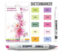 Маркери SketchMarker Botanical, 10 шт (лінер + скетчбук), SM-10BOTN