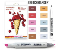 Маркеры SketchMarker Basic 2 Базовые цвета 2, 10 шт (линер + скетчбук), SM-10BAS2