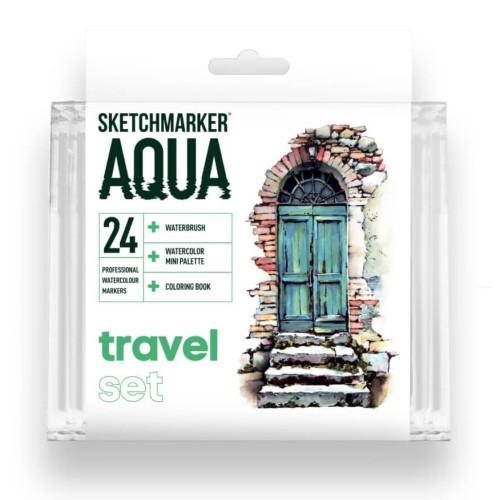 Акварельные маркеры набор SketchMarker Aqua Pro Travel, 24 цвет, SMA-24TRAV