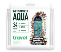 Акварельные маркеры набор SketchMarker Aqua Pro Travel, 24 цвет, SMA-24TRAV