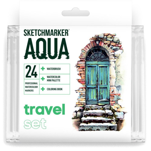Акварельные маркеры набор SketchMarker Aqua Pro Travel, 24 цвет, SMA-24TRAV