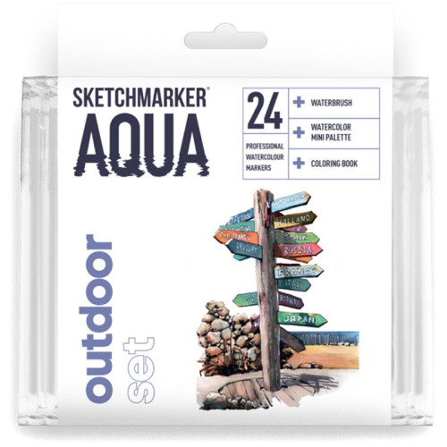 Акварельные маркеры набор SketchMarker Aqua Pro Outdoor, 24 цвет, SMA-24OUTD