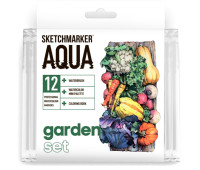 Акварельные маркеры набор SketchMarker Aqua Pro Garden, 12 цвет, SMA-12GARD