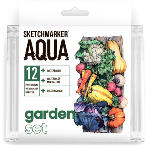 Акварельные маркеры набор SketchMarker Aqua Pro Garden, 12 цвет, SMA-12GARD