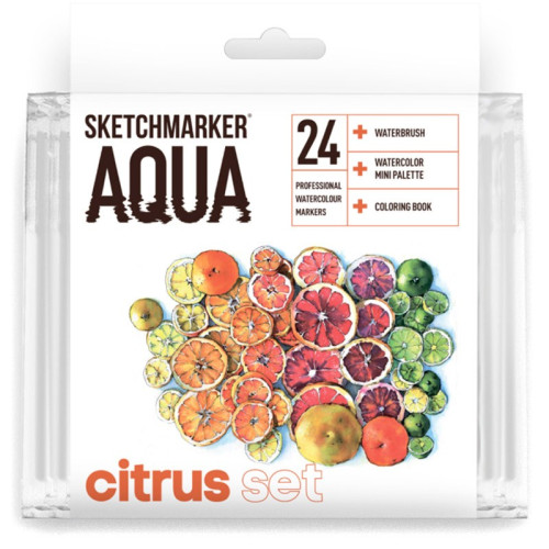 Акварельные маркеры набор SketchMarker Aqua Pro Citrus, 24 цвет, SMA-24CITR