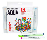 Акварельные маркеры набор SketchMarker Aqua Pro Candy, 12 цвет, SMA-12CAND