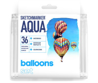 Акварельные маркеры набор SketchMarker Aqua Pro Balloons, 36 цвет, SMA-36BALL