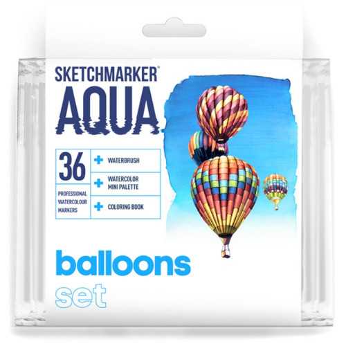 Акварельные маркеры набор SketchMarker Aqua Pro Balloons, 36 цвет, SMA-36BALL