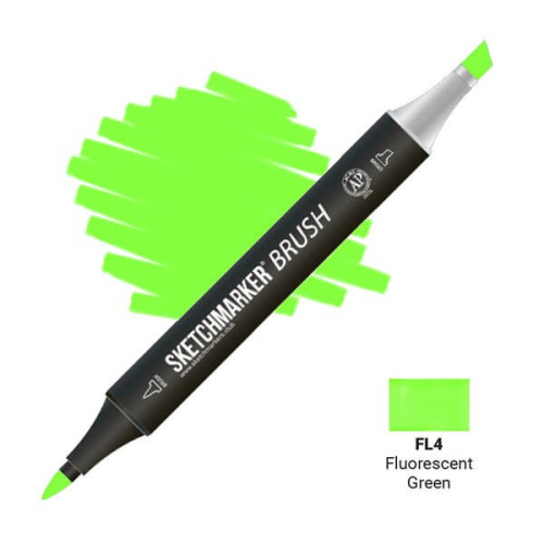 Маркер SketchMarker Brush FL4 Флуоресцентный зеленый SMB-FL4