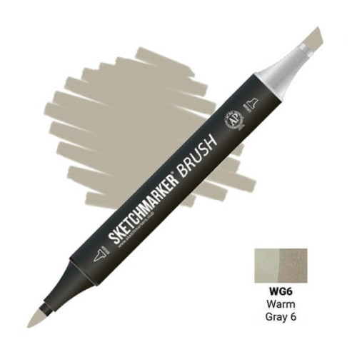 Маркер SketchMarker Brush WG6 Warm Gray 6 (Теплий сірий 6) SMB-WG6