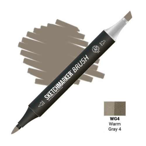 Маркер SketchMarker Brush WG4 Warm Gray 4 (Теплый серый 4) SMB-WG4