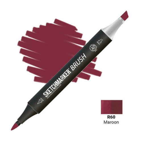 Маркер SketchMarker Brush R60 Maroon (Темно-бордовый) SMB-R60