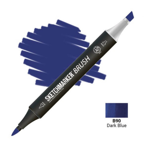 Маркер SketchMarker Brush B90 Dark Blue (Тёмный синий) SMB-B90