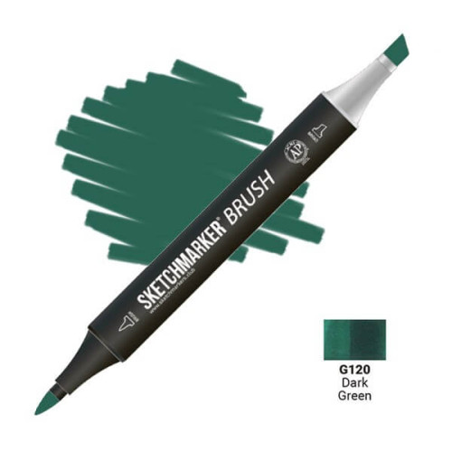 Маркер SketchMarker Brush G120 Dark Green (Темный зеленый) SMB-G120