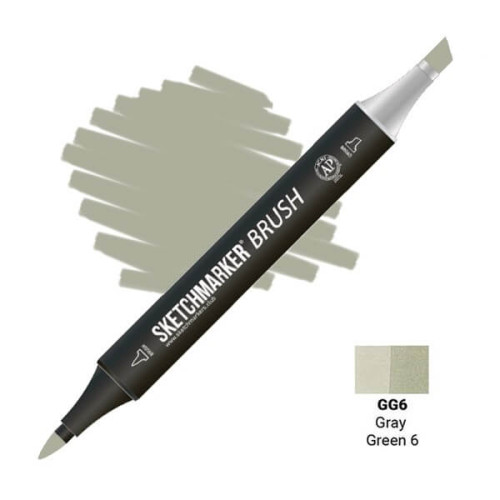 Маркер SketchMarker Brush GG6 Gray Green 6 (Серо-зелёный 6) SMB-GG6