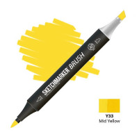 Маркер SketchMarker Brush Y33 Mid Yellow (Средний желтый) SMB-Y33