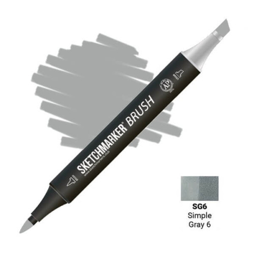 Маркер SketchMarker Brush SG6 Simple Gray 6 (Простой серый 6) SMB-SG6