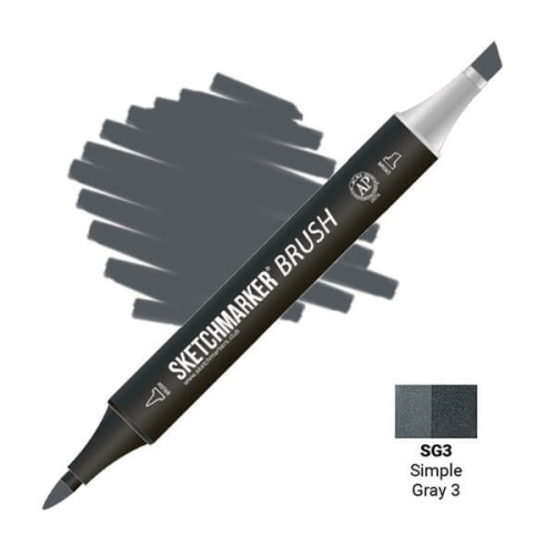Маркер SketchMarker Brush SG3 Simple Gray 3 (Простой серый 3) SMB-SG3