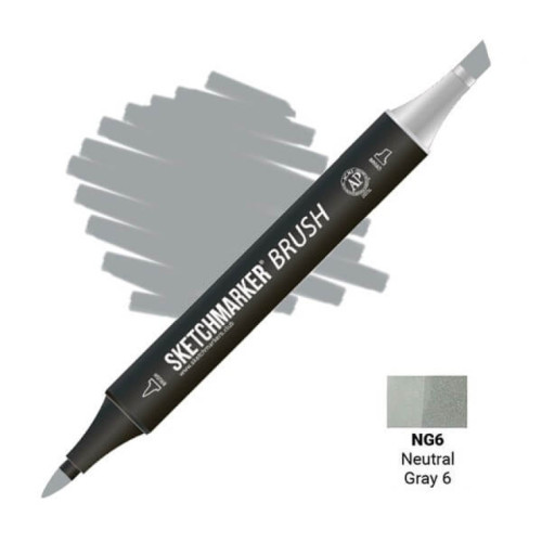 Маркер SketchMarker Brush NG6 Neutral Gray 6 (Нейтральный серый 6) SMB-NG6