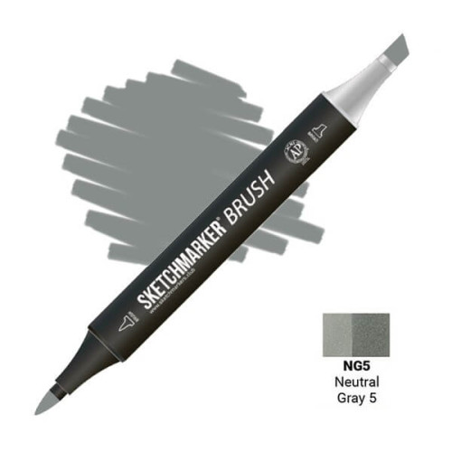 Маркер SketchMarker Brush NG5 Neutral Gray 5 (Нейтральный серый 5) SMB-NG5