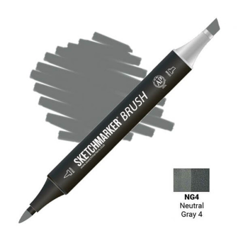 Маркер SketchMarker Brush NG4 Neutral Gray 4 (Нейтральный серый 4) SMB-NG4