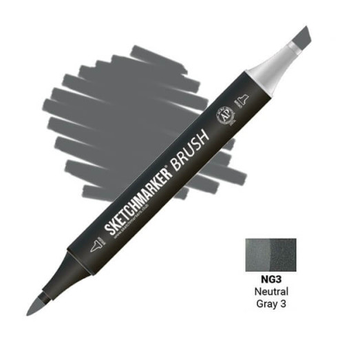 Маркер SketchMarker Brush NG3 Neutral Gray 3 (Нейтральний сірий 3) SMB-NG3