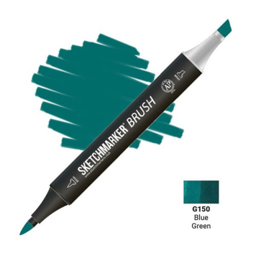 Маркер SketchMarker Brush G150 Blue Green (Синевато-зеленый) SMB-G150