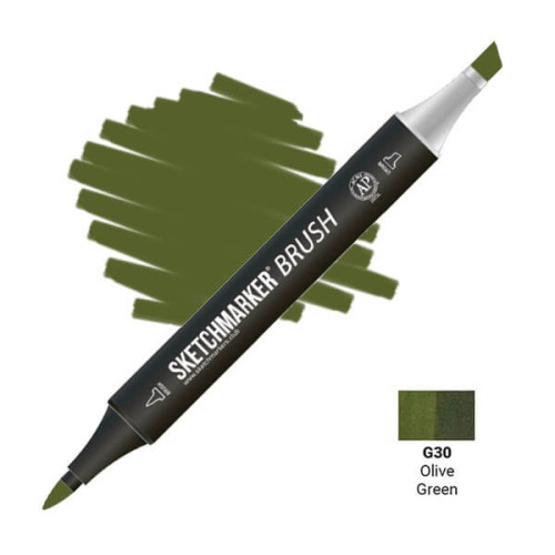 Маркер SketchMarker Brush G30 Olive Green (Оливковый зеленый) SMB-G30
