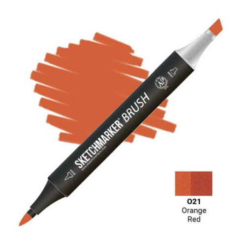 Маркер SketchMarker Brush O21 Orange Red (Оранжево-красный) SMB-O21