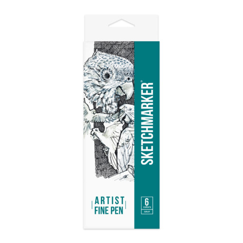 Набор Лайнеров SketchMarker ARTIST Fine Pen Gray, 6 цв AFP-6GRAY