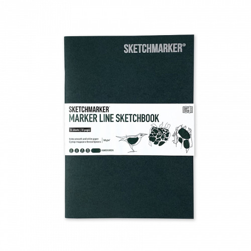 Скетчбук SketchMarker А5 16 листов, 160 г, темно-зеленый, MLSSM / HGREEN