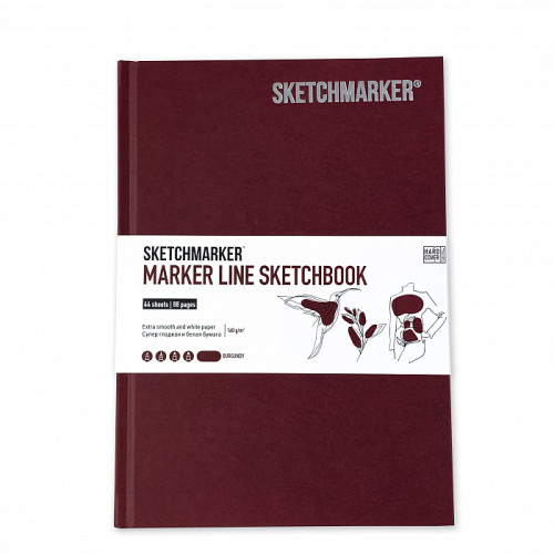 Скетчбук SketchMarker А5 44 листов, 160 г, бургунди, MLHSM / BURG