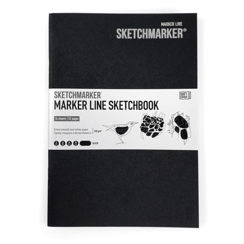 Скетчбук SketchMarker В5 16 листов, 160 г, черный, MLSM / BLACK
