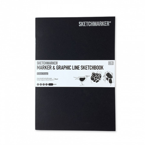 Скетчбук SketchMarker В5 16 листов, 180 г, высшего черный, MGLSM / EXBL