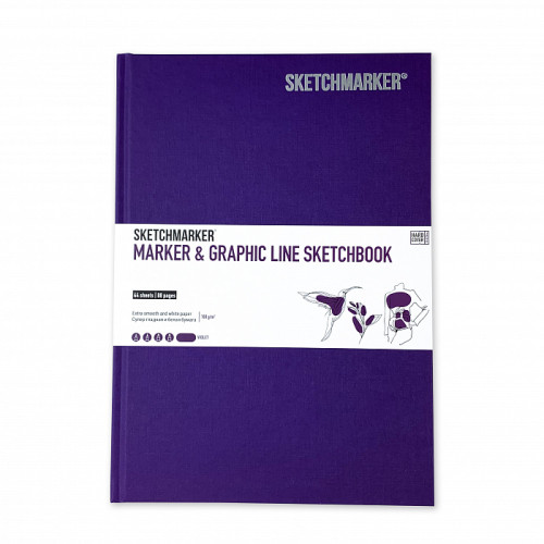Скетчбук SketchMarker В5 44 листов, 180 г, фиолетовый, MGLHM / VIOL