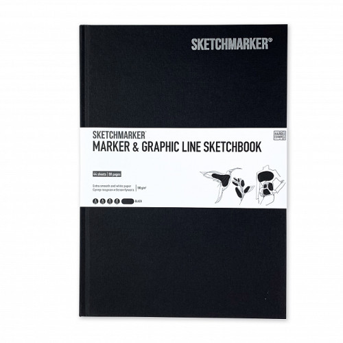 Скетчбук SketchMarker В5 44 листов, 180 г, черный, MGLHM / BLACK
