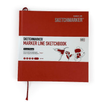 Скетчбук SketchMarker 163х163 мм 48 л 160 г, тверда обкладинка, Блідо-червона, MLHSQ / LRED