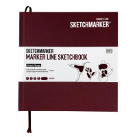 Скетчбук SketchMarker 163х163 мм 48 л 160 г, тверда обкладинка, Винна, MLHSQ / BURG