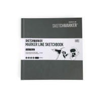 Скетчбук SketchMarker 163х163 мм 48 л 160 г, тверда обкладинка, Вугілля, MLHSQ / CHARC