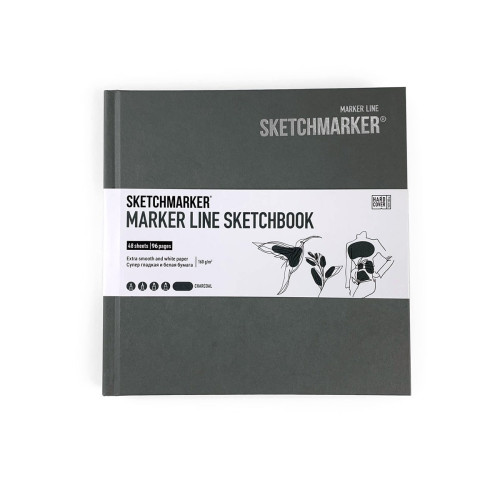 Скетчбук SketchMarker 163х163 мм 48 л 160 г, твердый переплет, Угля, MLHSQ / CHARC
