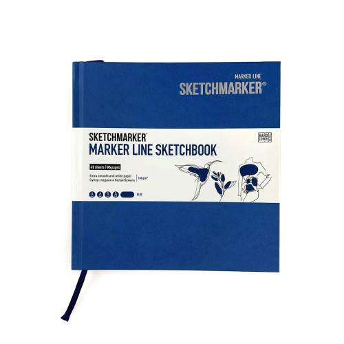 Скетчбук SketchMarker 163х163 мм 48 л 160 г, твердый переплет, Синий, MLHSQ / BLUE